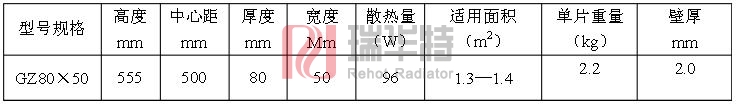 鋼制暖氣片性能技術參數(shù) 